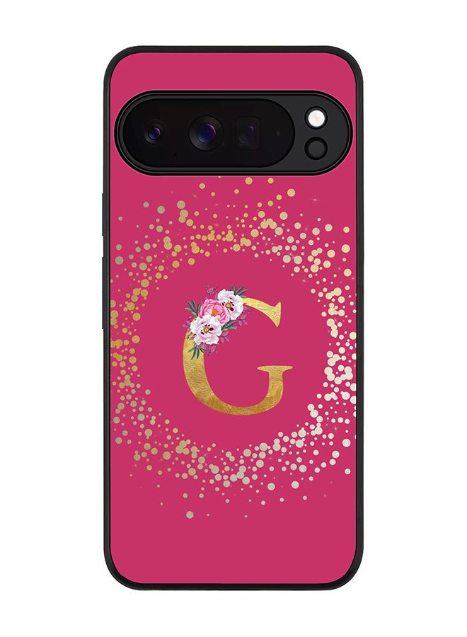 For Google Pixel 10 Pro XL Case,Slim fit Camera Protection, Shockproof Thin Phone cover  - Custom Monogram Floral - G ( Deep Pink )